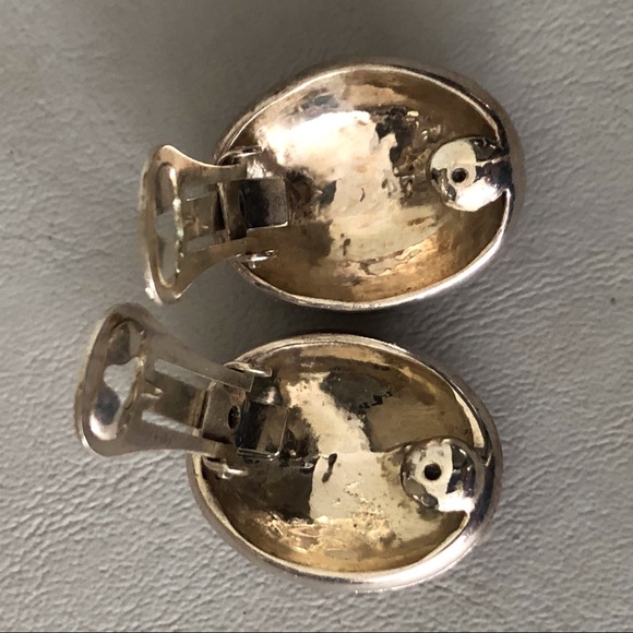 Vintage Marcasite 925 Clip Earrings - Picture 7 of 7